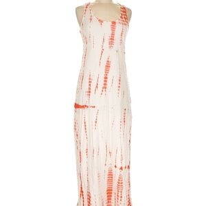 Sleeveless Tie-Dye Maxi Dress - White and Orange